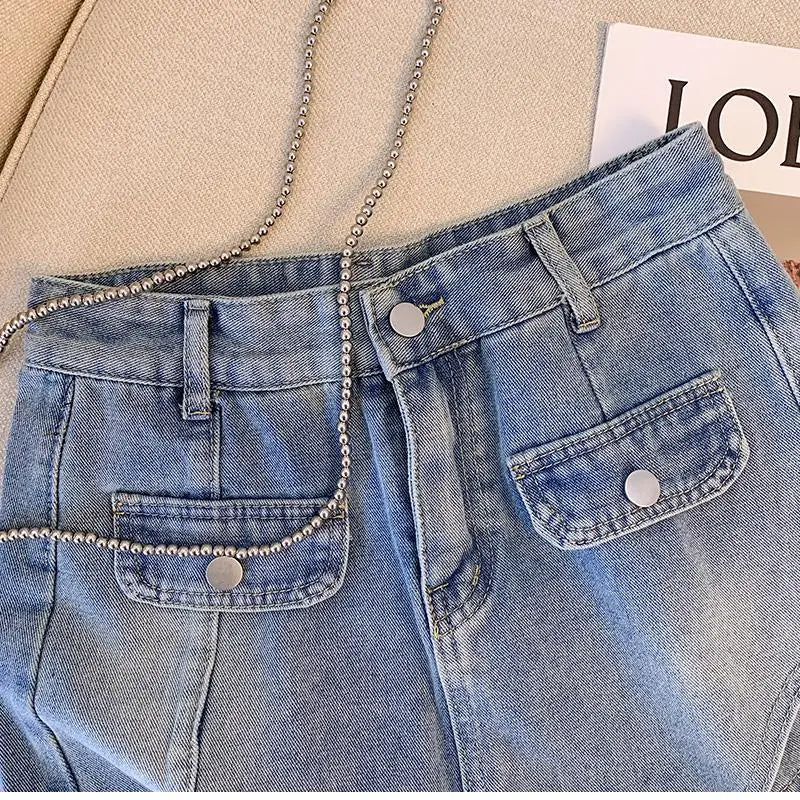 Jeansshorts mit Hoher Taille in Übergröße