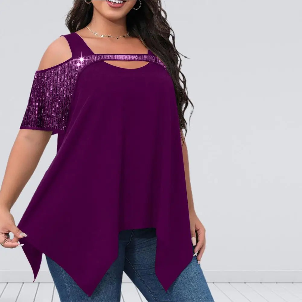 Plus Size Sommer Streetwear Schulterfreies Oberteil