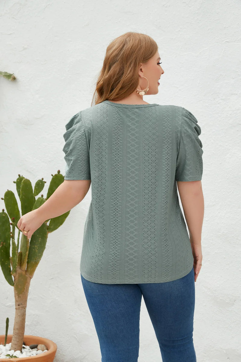 Plus Size Bluse mit Mutton-Ärmeln