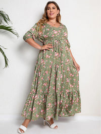 Plus-Size Boho Sommerkleid mit Floralem Muster