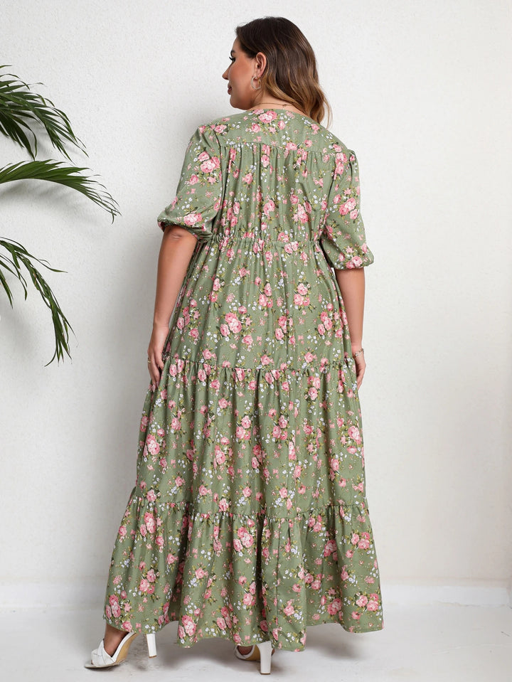 Plus-Size Boho Sommerkleid mit Floralem Muster