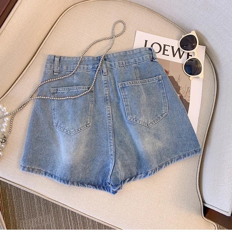 Jeansshorts mit Hoher Taille in Übergröße