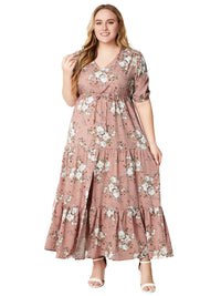 Plus-Size Boho Sommerkleid mit Floralem Muster