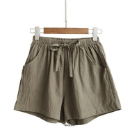 Hohe Taille Shorts aus Leinen in Übergröße