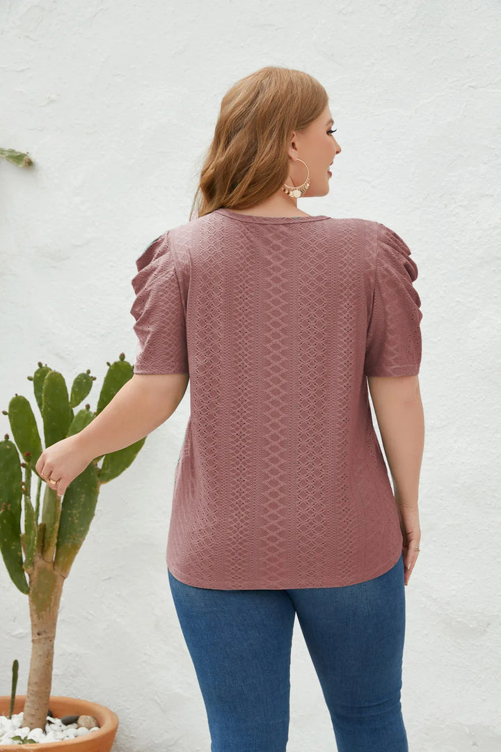 Plus Size Bluse mit Mutton-Ärmeln