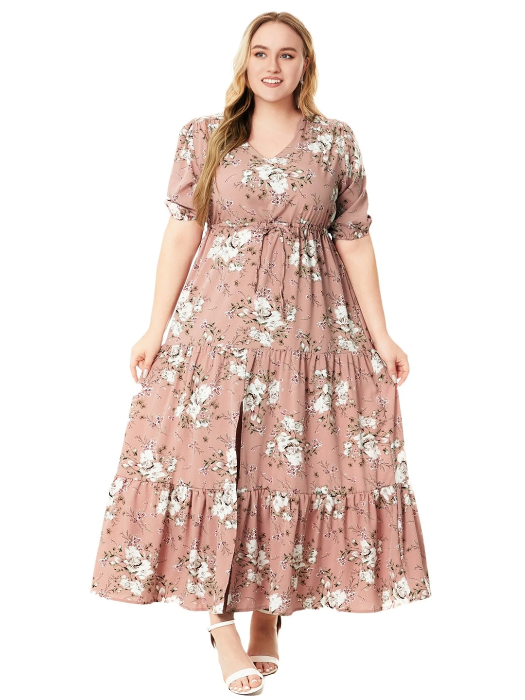 Plus-Size Boho Sommerkleid mit Floralem Muster