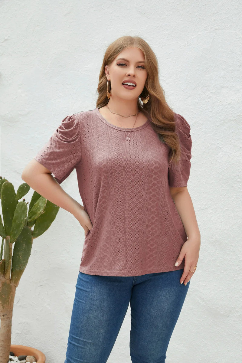 Plus Size Bluse mit Mutton-Ärmeln