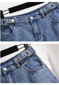 Locker Sitzende Hochtaillierte Jeansshorts in Übergröße