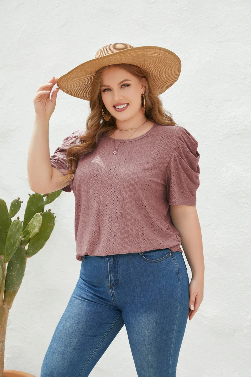 Plus Size Bluse mit Mutton-Ärmeln