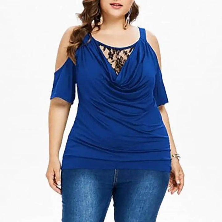 Plus Size Spitzenoberteil mit kurzen Ärmeln