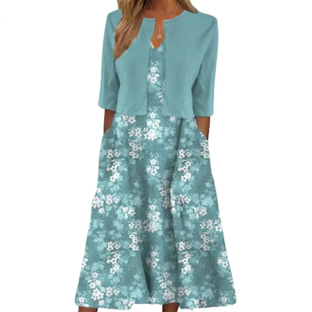 Gertrud | Midikleid mit Seitentaschen und Blumenprint - Stylisch und bequem