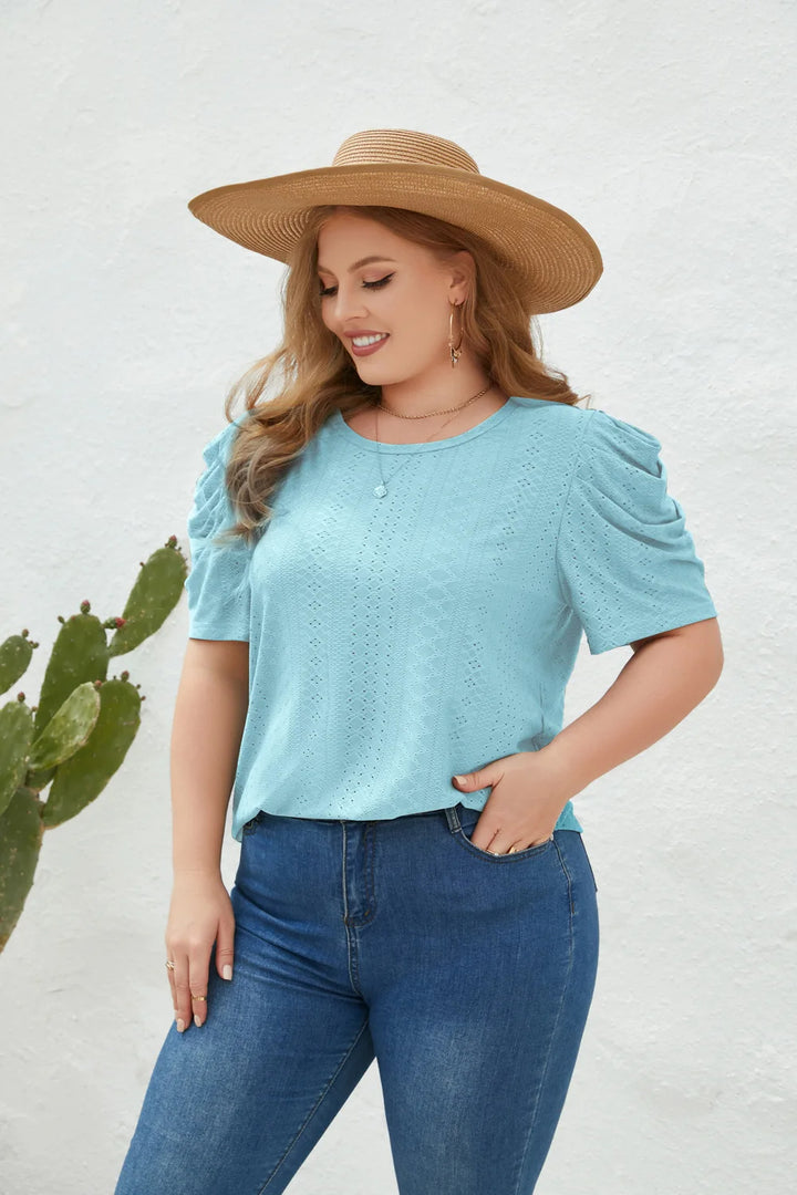 Plus Size Bluse mit Mutton-Ärmeln