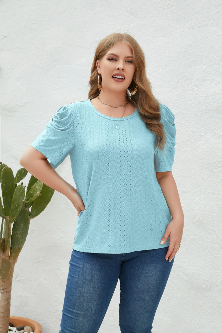 Plus Size Bluse mit Mutton-Ärmeln