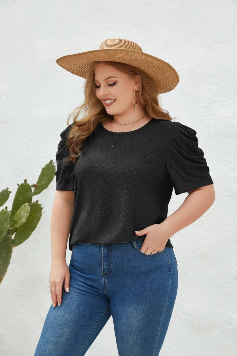 Plus Size Bluse mit Mutton-Ärmeln