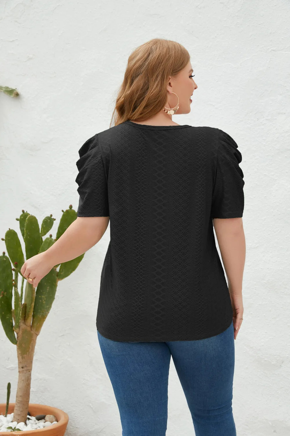 Plus Size Bluse mit Mutton-Ärmeln