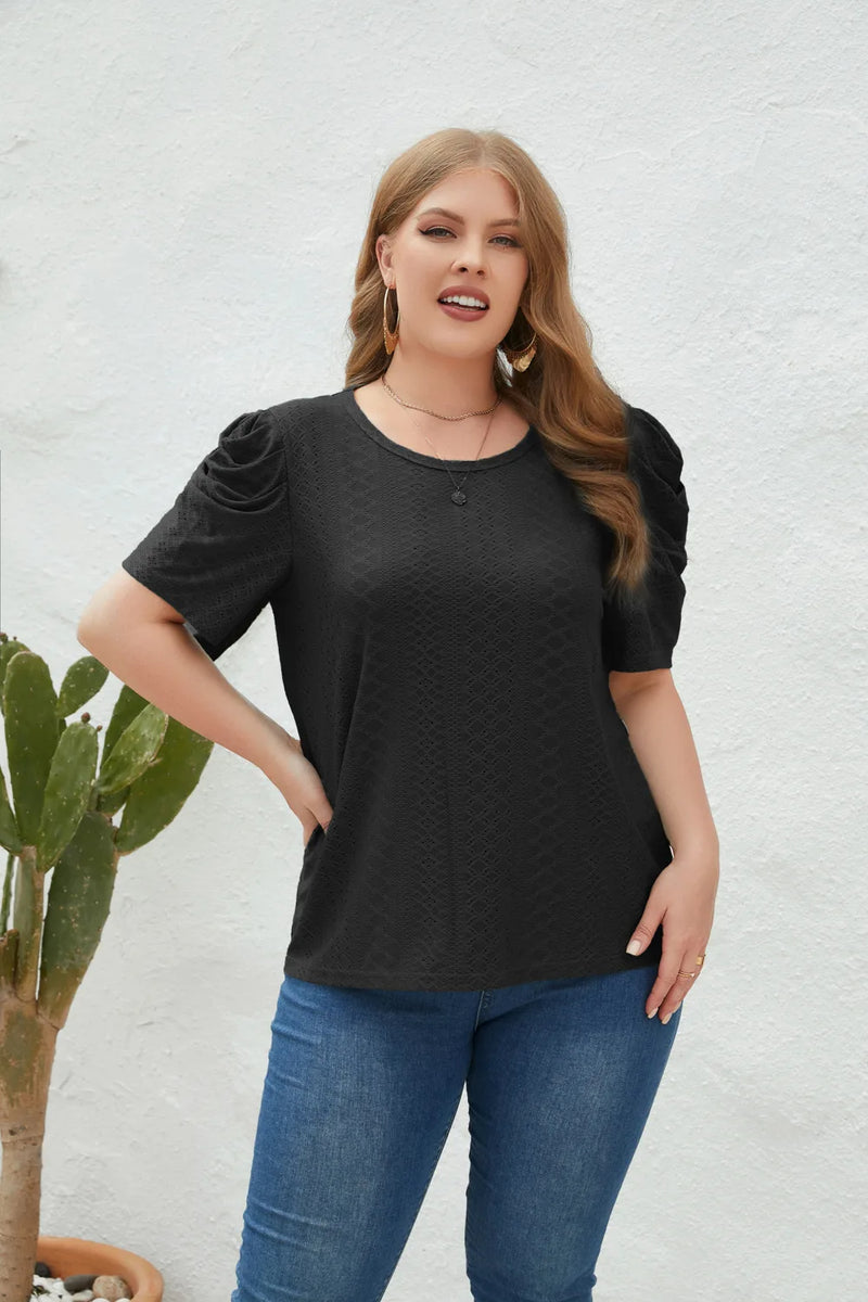 Plus Size Bluse mit Mutton-Ärmeln