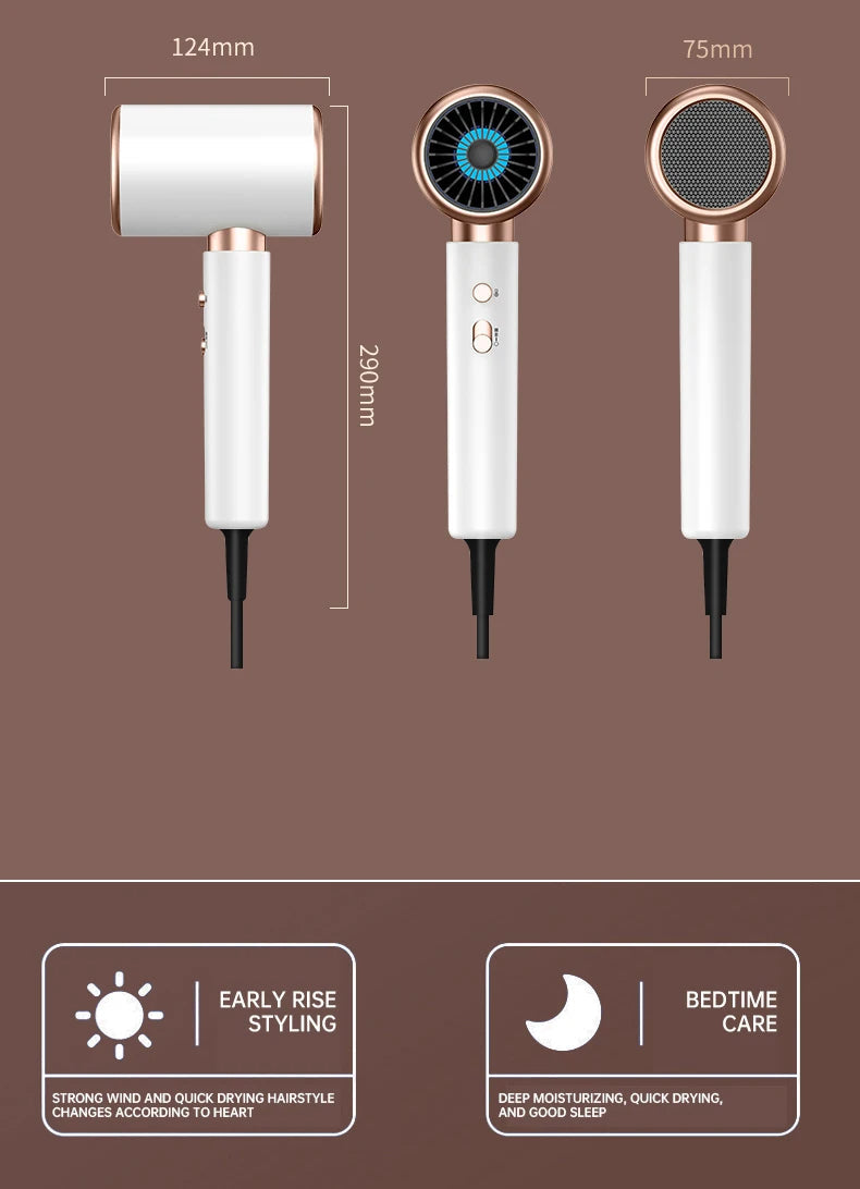 Professioneller Föhn 2400W mit kalter und warmer Luft - negative Ionen - leistungsstarker Haartrockner für Salonresultate