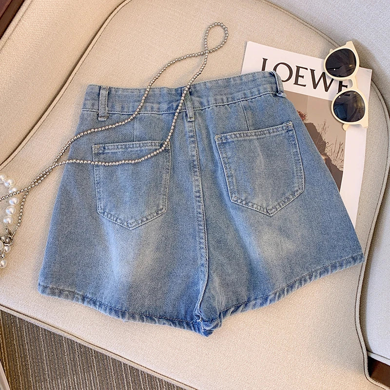 Jeansshorts mit Hoher Taille in Übergröße