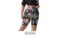 Plus Size Lustige Cartoon-Print High-Waist-Shorts