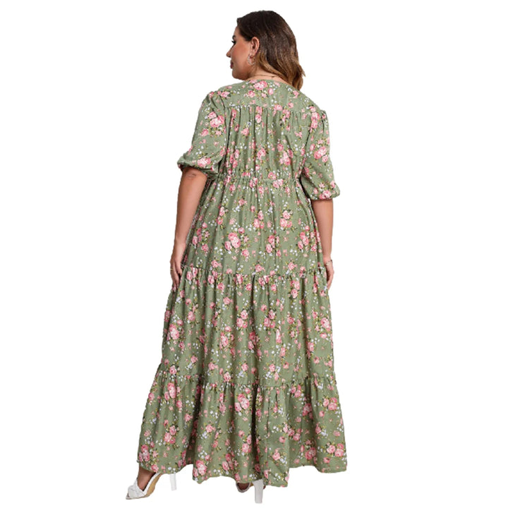 Plus-Size Boho Sommerkleid mit Floralem Muster