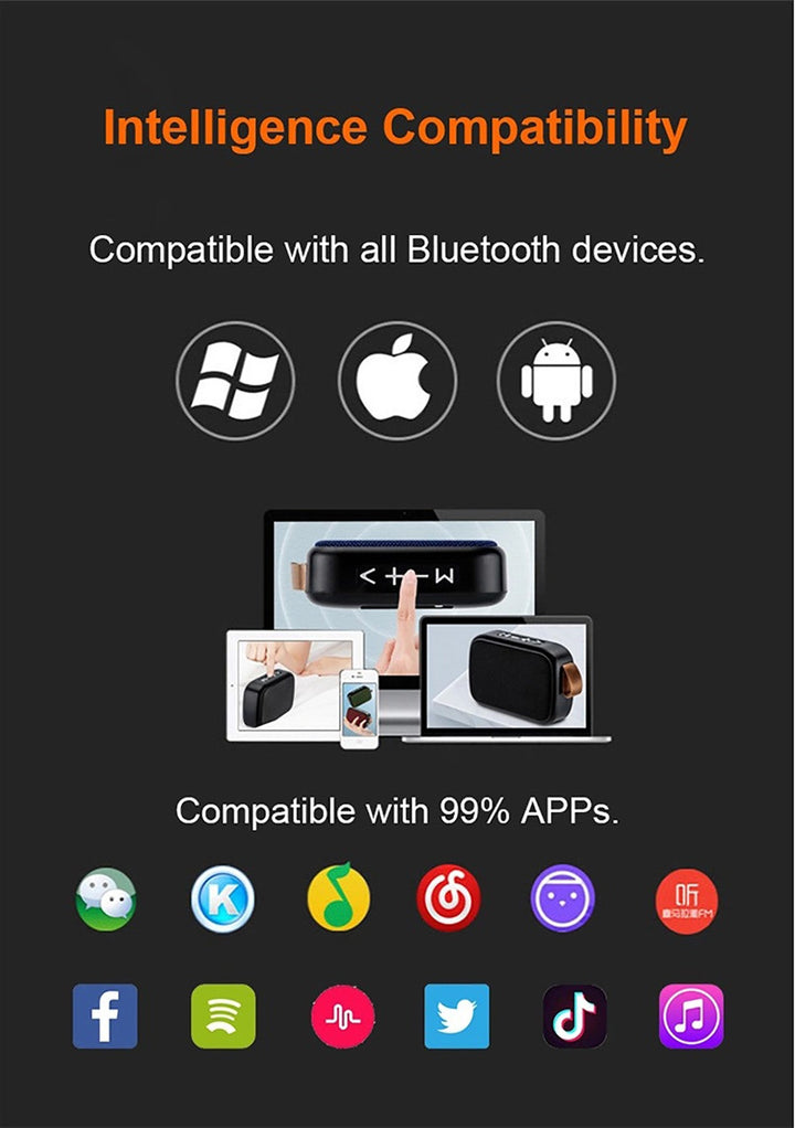 Tragbarer Bluetooth Lautsprecher - 3D Stereo Musikspieler mit HiFi Klang