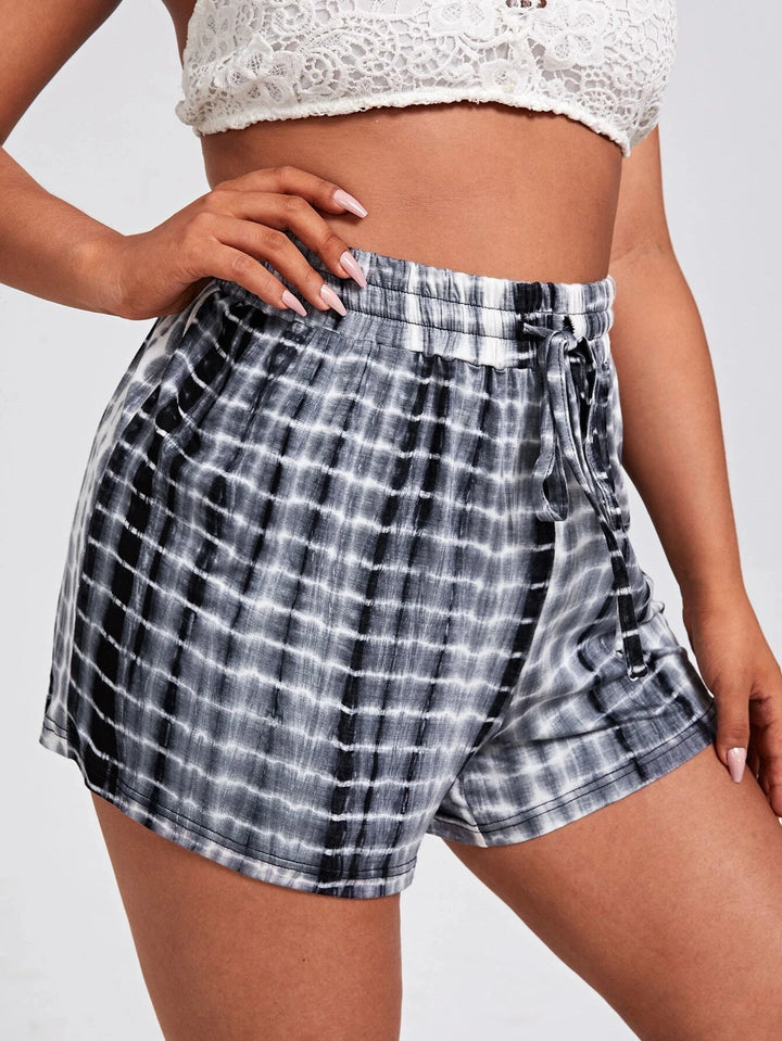 Plus-Size-Shorts mit Batik-Kordelzug