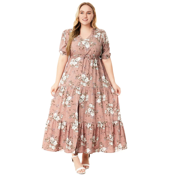 Plus-Size Boho Sommerkleid mit Floralem Muster