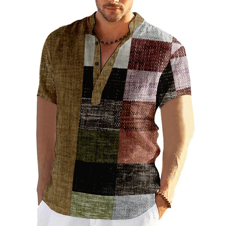 Retro-Frühlings- oder Sommer-3D-Patchwork-Shirt in Übergröße