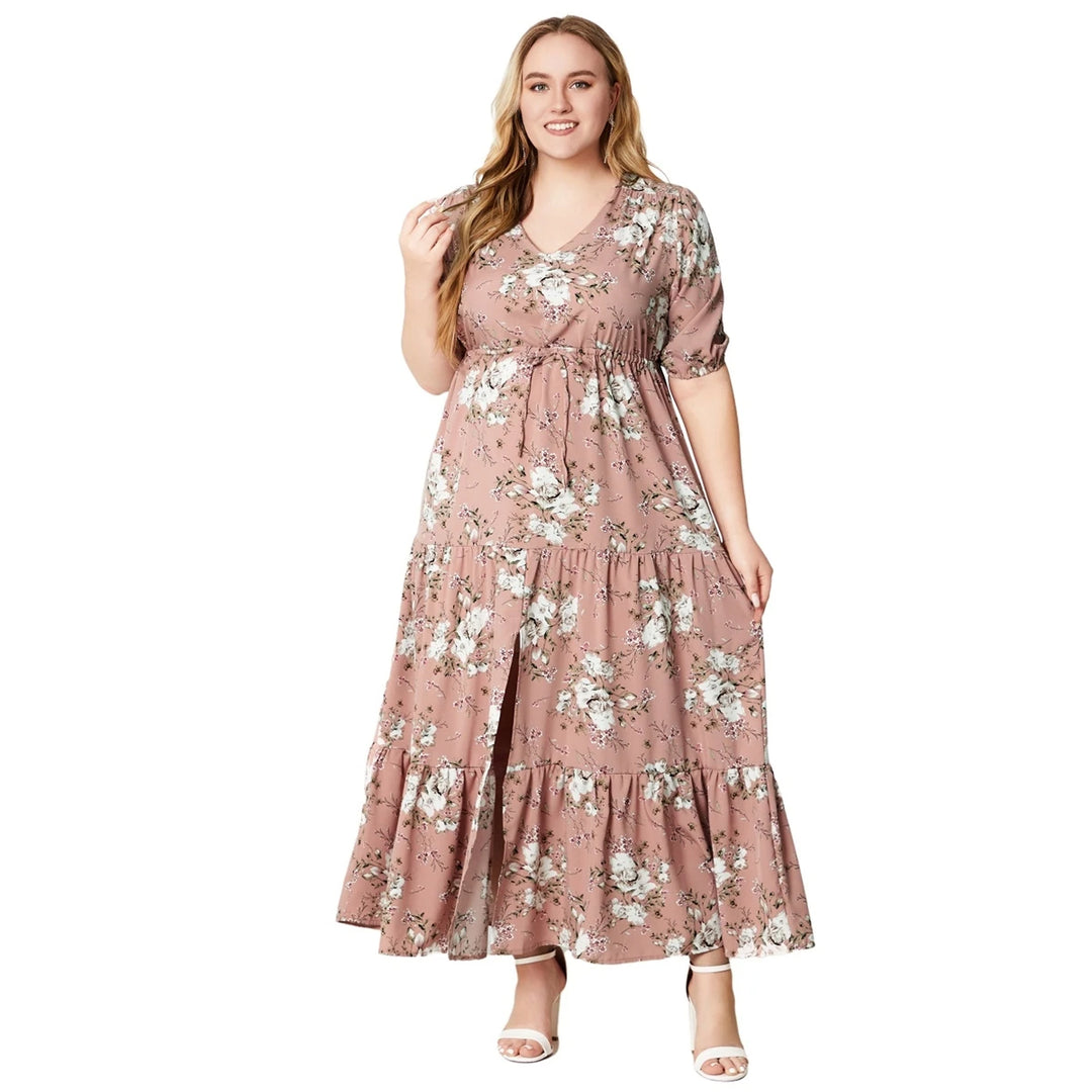 Plus-Size Boho Sommerkleid mit Floralem Muster