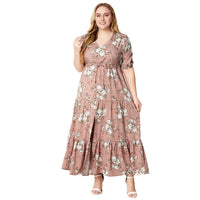 Plus-Size Boho Sommerkleid mit Floralem Muster