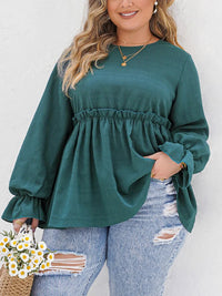 Plus Size Frühlings-Peplum-Bluse mit Volantverzierung