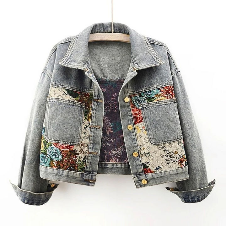 Trendige Blumen-Denim-Jacke für Damen – Amaline