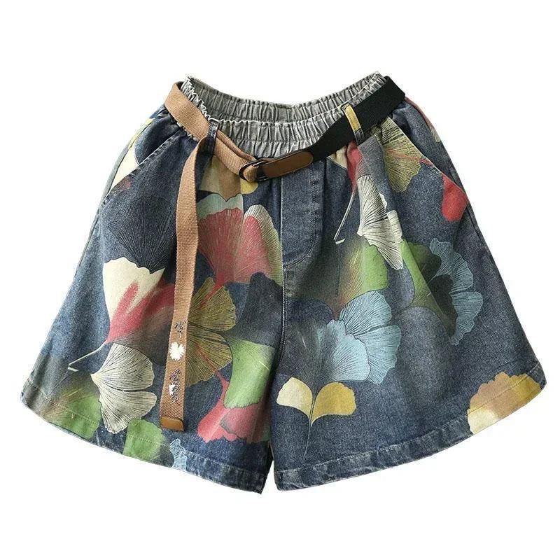 Sommer Print Denim Shorts Plus Size