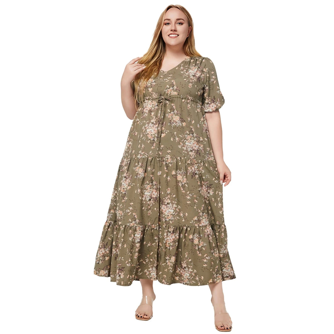 Plus-Size Boho Sommerkleid mit Floralem Muster