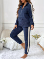 Weiches Plüsch Lounge Pyjama Set mit Farbeakzenten - Lyra