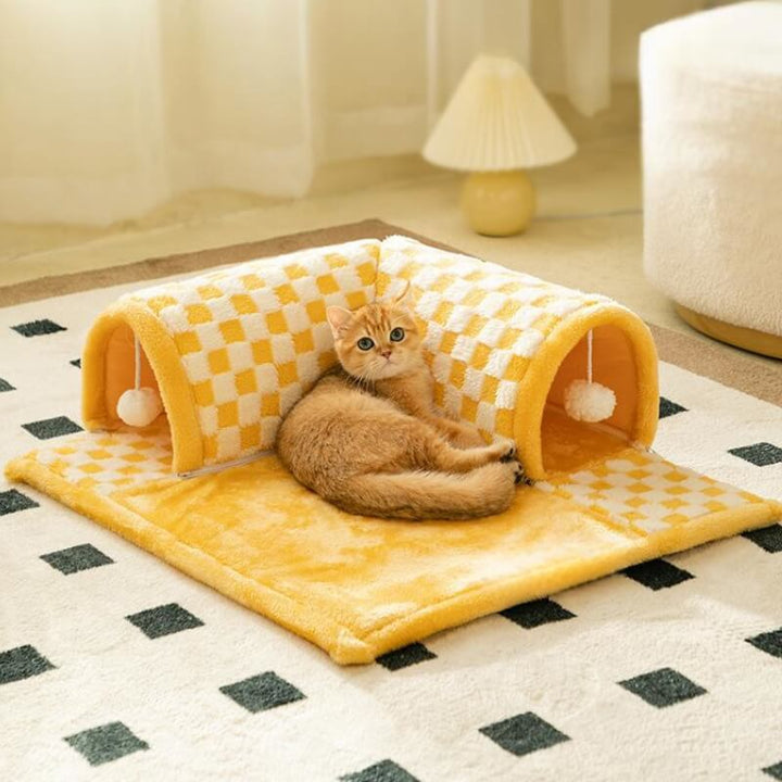 2-in-1 Katzen Tunnel Bett - FurryFun