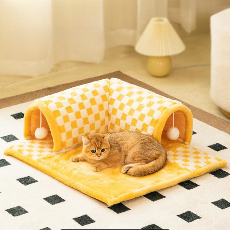 2-in-1 Katzen Tunnel Bett - FurryFun