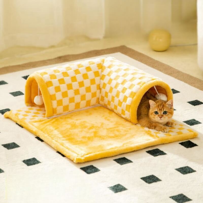 2-in-1 Katzen Tunnel Bett - FurryFun