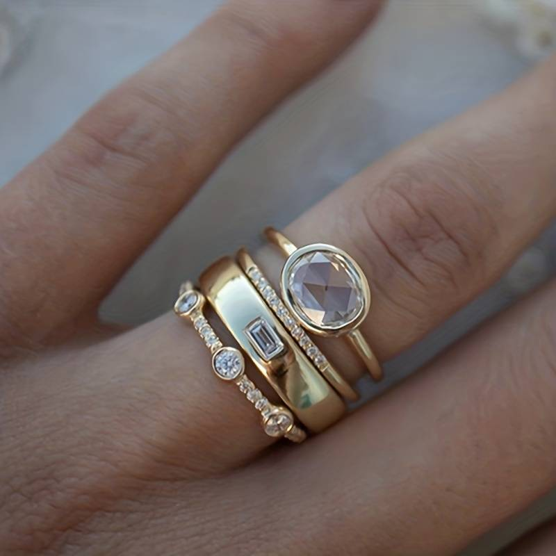 Vintage Gold- & Zirkonia-Ringset - Celestia