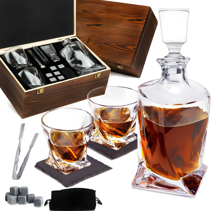 Luxuriöses Kristall-Whiskey-Karaffen- und Gläser-Set – WhiskeyWave