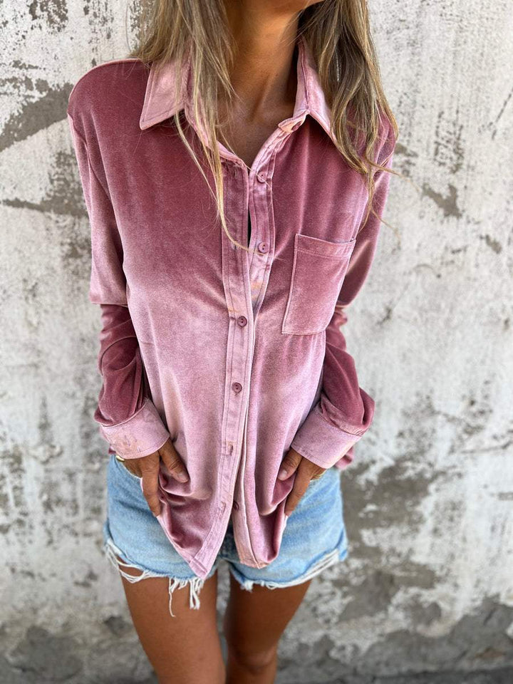 Trendy Samtbluse mit langen Ärmeln - Clara