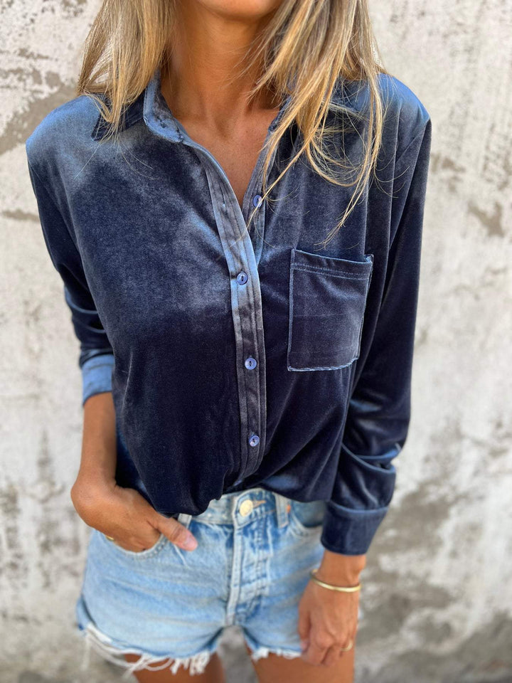 Trendy Samtbluse mit langen Ärmeln - Clara