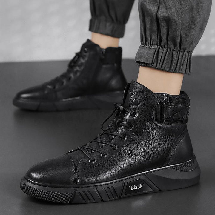 Schwarze Handgefertigte Lederstiefel für Herren – ShadowStep