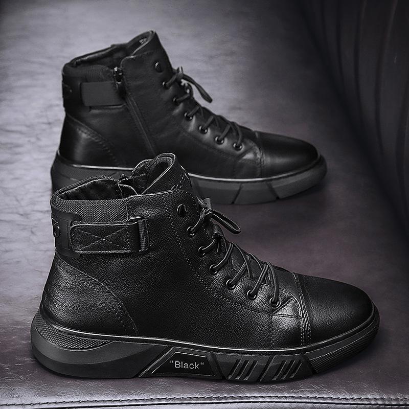 Schwarze Handgefertigte Lederstiefel für Herren – ShadowStep