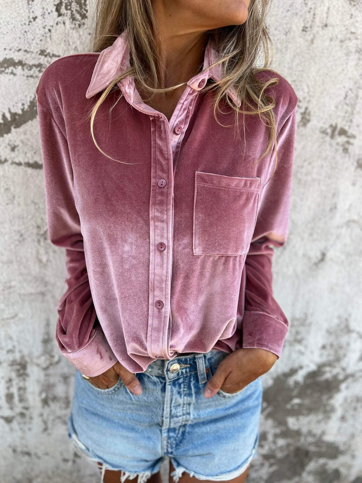 Trendy Samtbluse mit langen Ärmeln - Clara