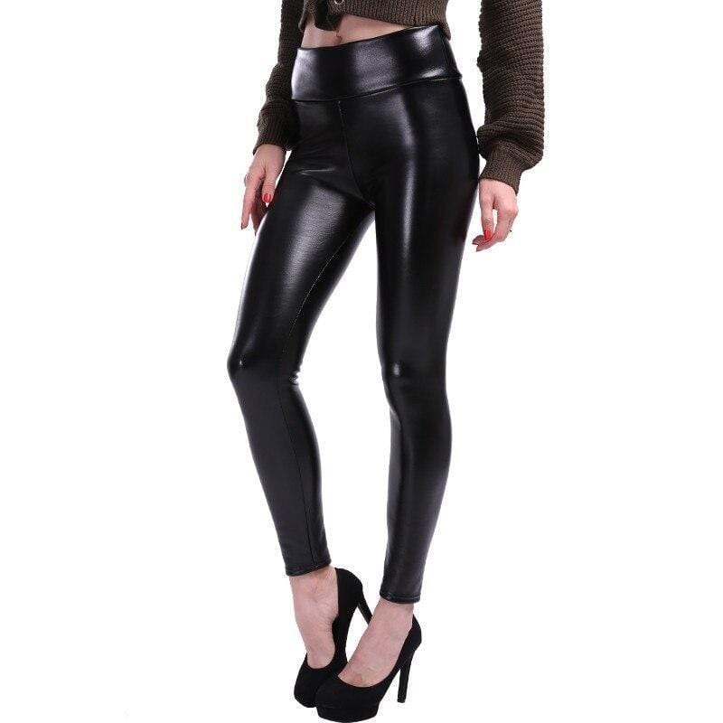 Schwarze Imitatleder-Leggings - Aurora