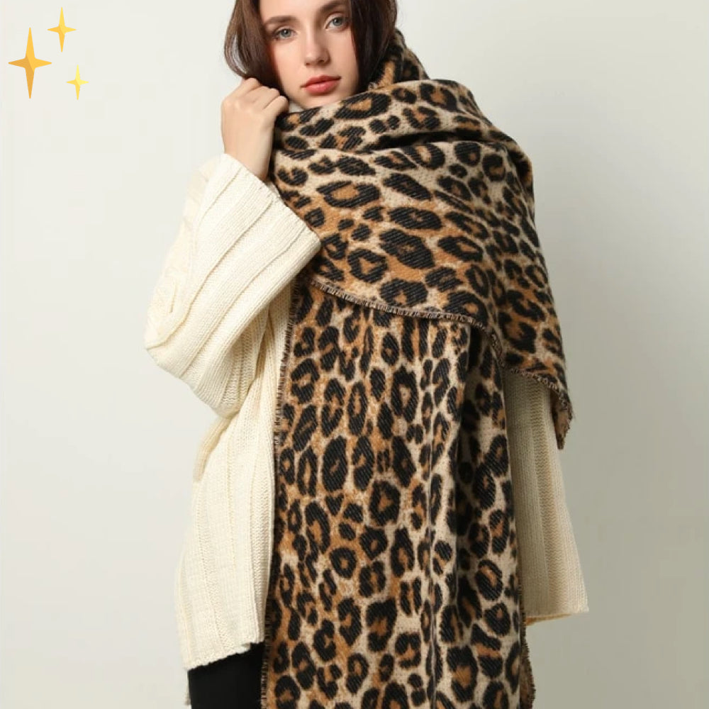 Trendy XL Leopardenmuster Wollschal - Sophia