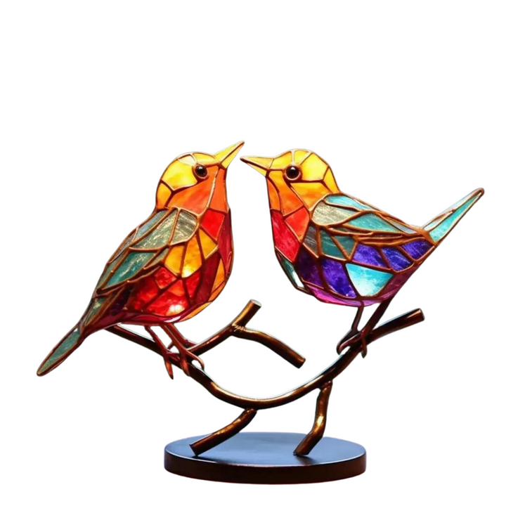 Bunte Vögel auf Zweig Dekorative Skulptur - ColorBirds