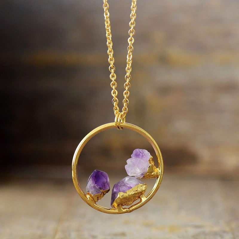 Minimalistische Amethyst Rohstein Kette - Evelyne