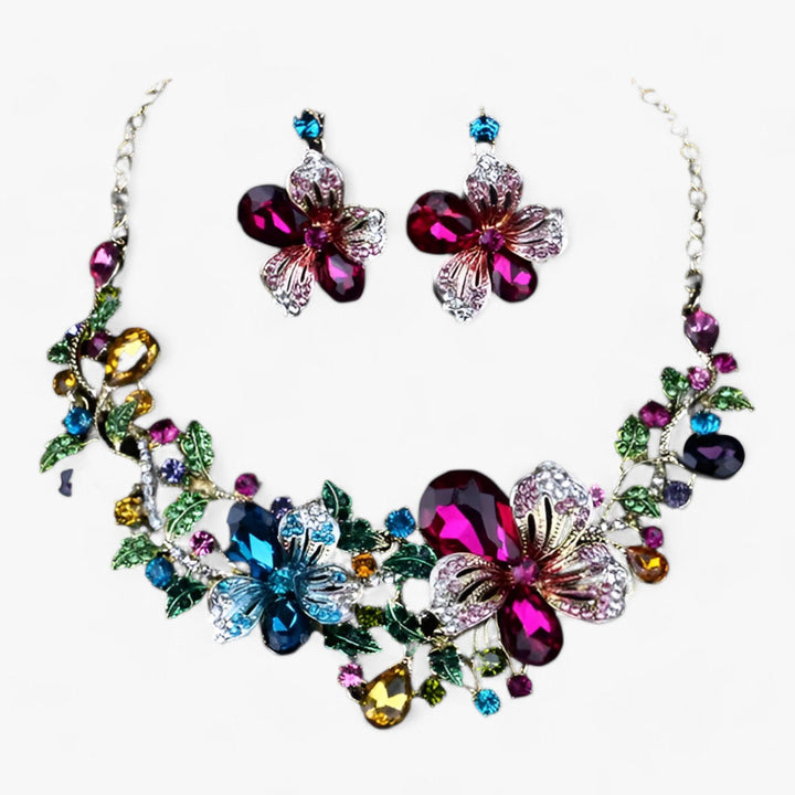 Brautschmuck-Set mit Emaille-Blumen – Fleur